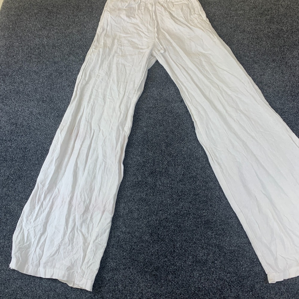Subdued Pants Womens 22x27.5 White High Rise Drawstring Wide Leg Everyday Wear